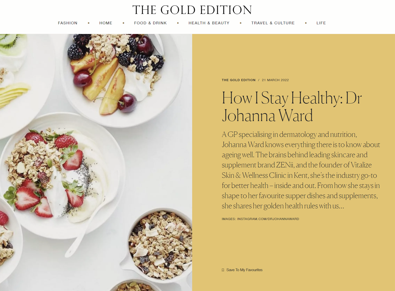 SheerLuxe: How I Stay Healthy: Dr Johanna Ward